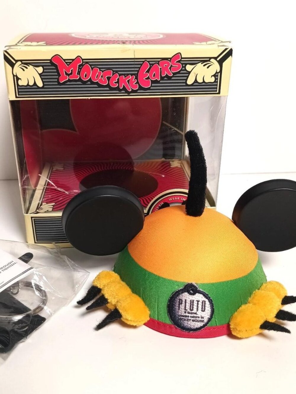 Vintage Disney Parks Pluto MousekeEars Mini Hat Ears Boxed Keychain Hair Clip